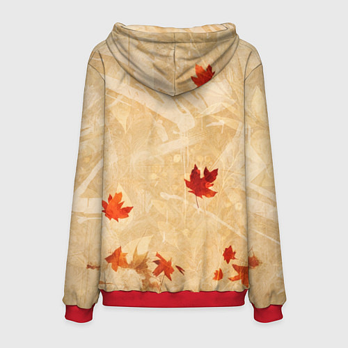 Мужская толстовка Осенний лисёнок в шарфе / 3D-Красный – фото 2