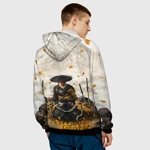 Мужская толстовка Ацу из Ghost of Yotei / 3D-Черный – фото 4