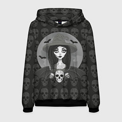 Мужская толстовка Ведьма, череп, Хэллоуин