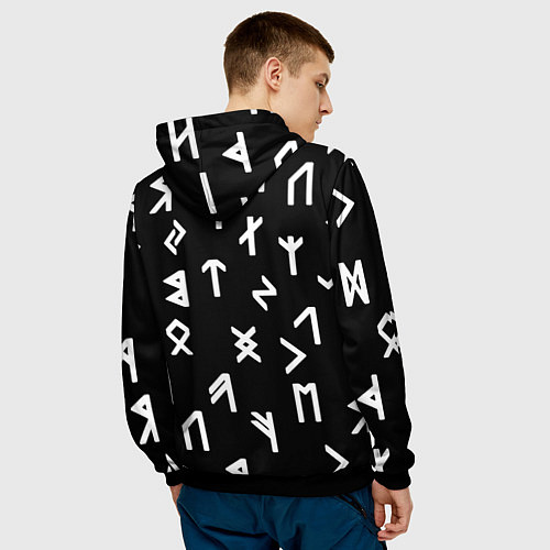 Мужская толстовка Славянские руны герб РФ / 3D-Черный – фото 4