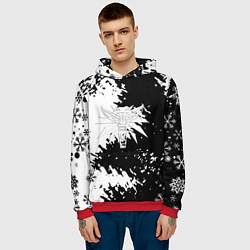 Толстовка-худи мужская Ведьмак снежинки, цвет: 3D-красный — фото 2