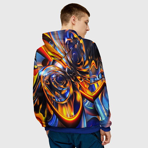 Мужская толстовка Жидкие краски фрактал / 3D-Синий – фото 4