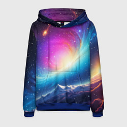 Толстовка-худи мужская Бескрайний космос, цвет: 3D-синий
