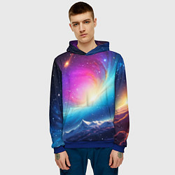 Толстовка-худи мужская Бескрайний космос, цвет: 3D-синий — фото 2