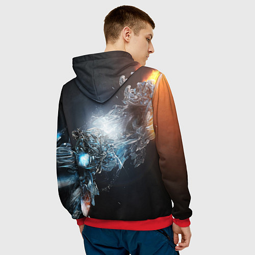 Мужская толстовка Космическая абстракция астероид / 3D-Красный – фото 4