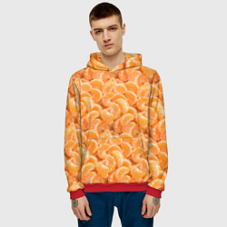 Толстовка-худи мужская Паттерн дольки мандарин, цвет: 3D-красный — фото 2