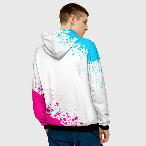 Мужская толстовка Stumble Guys neon gradient style вертикально / 3D-Черный – фото 4