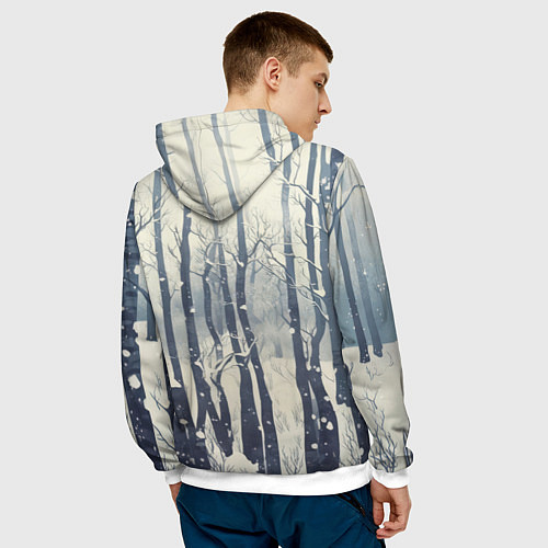 Мужская толстовка Хищник в зимнем лесу / 3D-Белый – фото 4