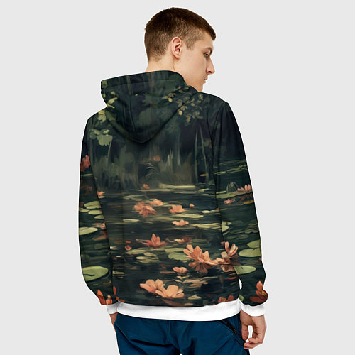 Мужская толстовка Выдра в лесном пруду / 3D-Белый – фото 4