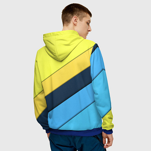 Мужская толстовка Геометрия полосы спорт / 3D-Синий – фото 4
