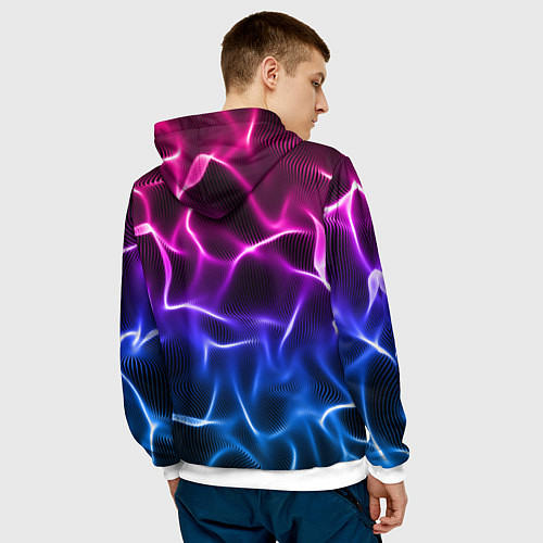 Мужская толстовка Portal неоновые волны / 3D-Белый – фото 4