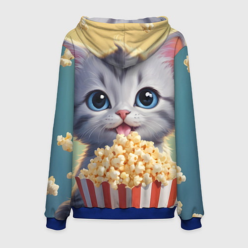 Мужская толстовка Поп-корн и котенок / 3D-Синий – фото 2