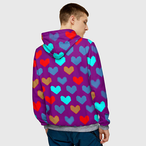 Мужская толстовка Among us неоновые сердца / 3D-Меланж – фото 4