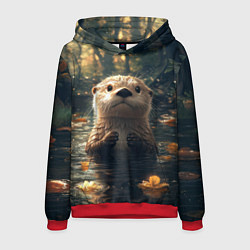 Мужская толстовка Выдра в летнем пруду