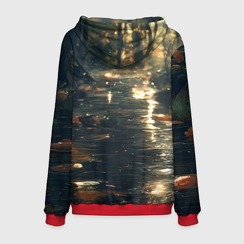 Мужская толстовка Выдра в летнем пруду / 3D-Красный – фото 2