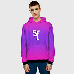 Толстовка-худи мужская Sally Face neon gradient, цвет: 3D-черный — фото 2