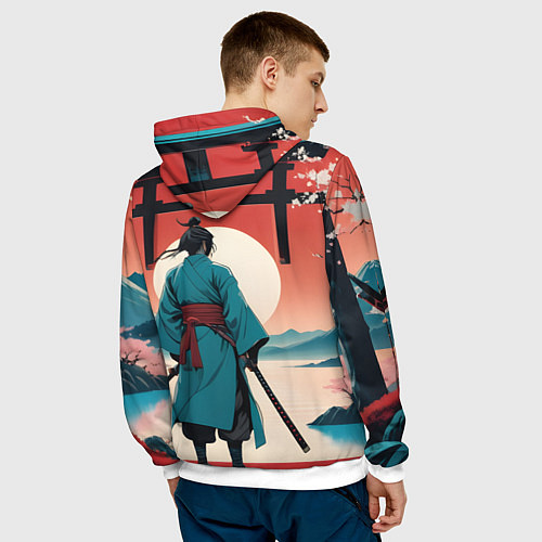 Мужская толстовка Самурай на рассвете / 3D-Белый – фото 4