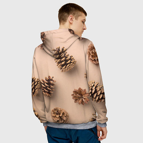 Мужская толстовка Еловые шишки на бежевом фоне / 3D-Меланж – фото 4