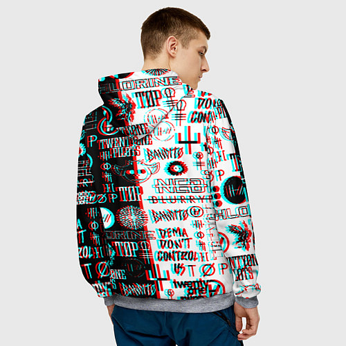 Мужская толстовка Twenty one pilots glitch pattern / 3D-Меланж – фото 4