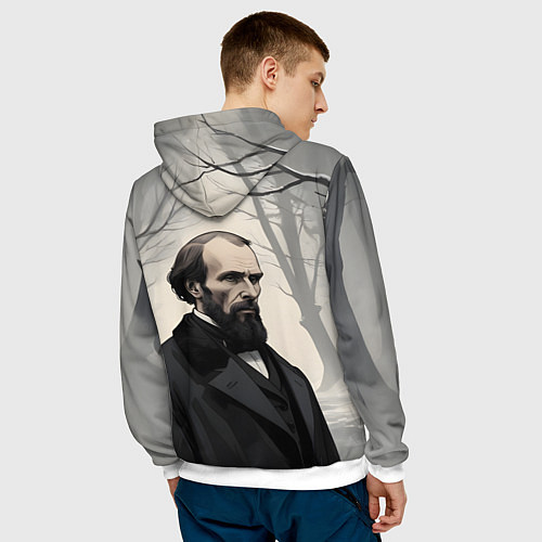 Мужская толстовка Достоевский зимняя аллея / 3D-Белый – фото 4