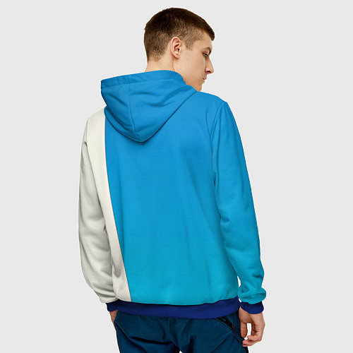 Мужская толстовка Белый гусь выглядывает из-за угла / 3D-Синий – фото 4