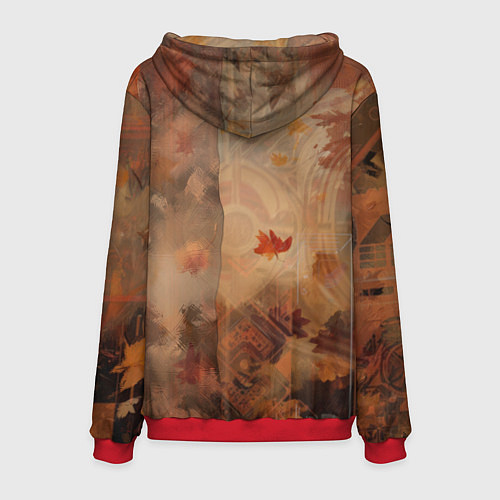 Мужская толстовка Белый мишка в шарфе / 3D-Красный – фото 2