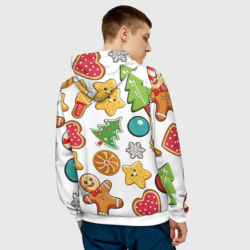 Мужская толстовка Новогодние сладости / 3D-Белый – фото 4