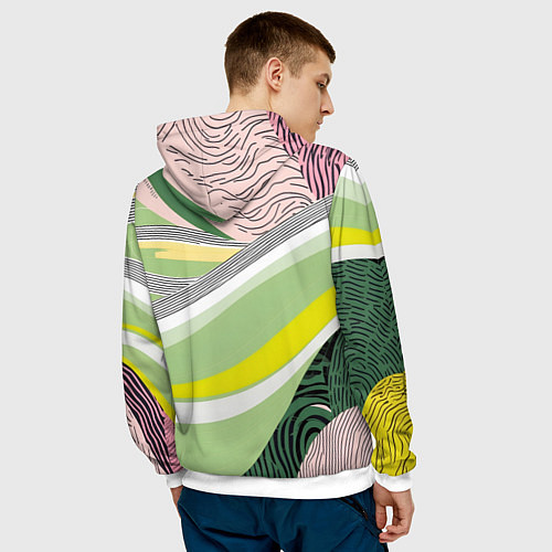 Мужская толстовка Салатовая абстракция / 3D-Белый – фото 4