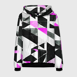 Толстовка-худи мужская Black and pink abstraction on a white background, цвет: 3D-черный