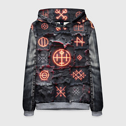 Мужская толстовка Символы викингов на пэчворк дениме
