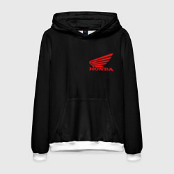 Толстовка-худи мужская Honda red logo auto steel, цвет: 3D-белый