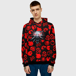 Толстовка-худи мужская The Witcher anime pattern, цвет: 3D-черный — фото 2