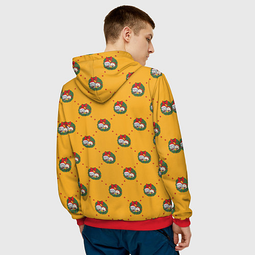 Мужская толстовка Рик и Морти Новый год паттерн / 3D-Красный – фото 4