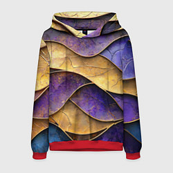 Толстовка-худи мужская Фиолетовые и золотые волны, цвет: 3D-красный