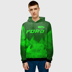 Толстовка-худи мужская Ford - green gradient посередине, цвет: 3D-черный — фото 2