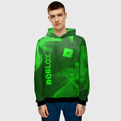 Толстовка-худи мужская Roblox - green gradient вертикально, цвет: 3D-черный — фото 2