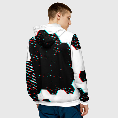 Мужская толстовка Doom hexagon glitch color / 3D-Белый – фото 4