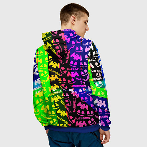 Мужская толстовка Marshmello pattern neon steel / 3D-Синий – фото 4