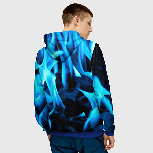 Мужская толстовка Синий огонь текстура / 3D-Синий – фото 4