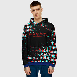 Толстовка-худи мужская Ghost of tsushima japan glitch, цвет: 3D-синий — фото 2