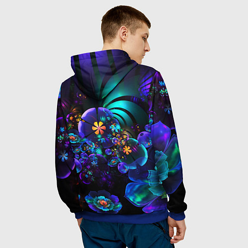 Мужская толстовка Оптический фрактальный цветок / 3D-Синий – фото 4