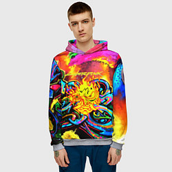 Толстовка-худи мужская Cyberpunk 2077 graffity game, цвет: 3D-меланж — фото 2