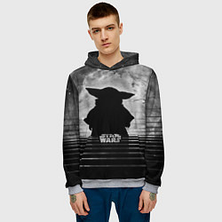 Толстовка-худи мужская Звездное небо - Беби Йода, цвет: 3D-меланж — фото 2