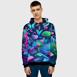 Толстовка-худи мужская Фантастическая абстрактная композиция - сюрреализм, цвет: 3D-черный — фото 2
