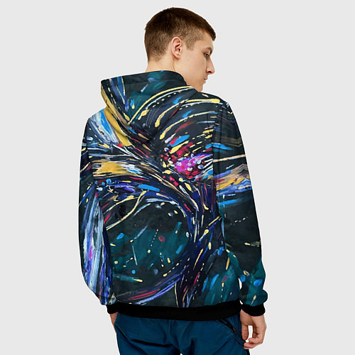 Мужская толстовка Golden flower at night / 3D-Черный – фото 4