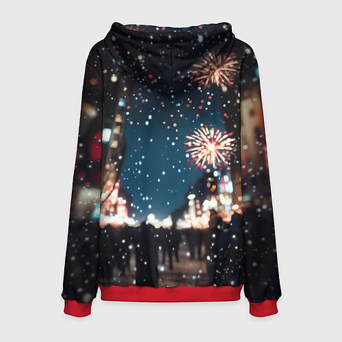 Мужская толстовка Человек-паук и новогодний салют / 3D-Красный – фото 2