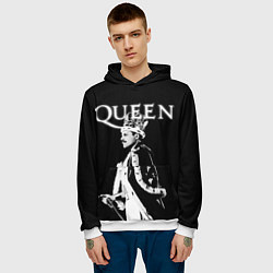 Толстовка-худи мужская Queen Freddie Mercury король, цвет: 3D-белый — фото 2
