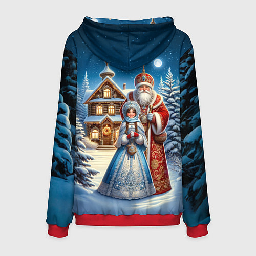 Мужская толстовка Дед Мороз и Снегурочка / 3D-Красный – фото 2
