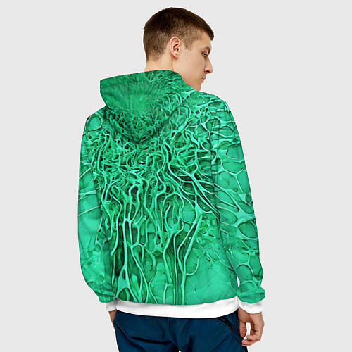 Мужская толстовка Зелёный симбионт абстракция / 3D-Белый – фото 4