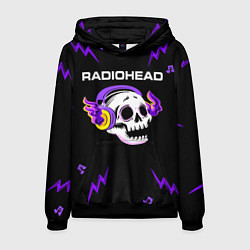 Толстовка-худи мужская Radiohead неоновый череп, цвет: 3D-черный
